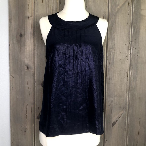 J. Crew Blue Shimmer Silk Vita Top 10 - Picture 1 of 9